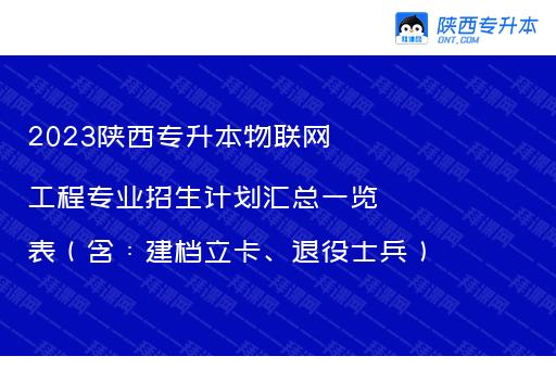 2023陕西专升本物联网工程专业招生计划汇总一览表（含：建档立卡、退役士兵）