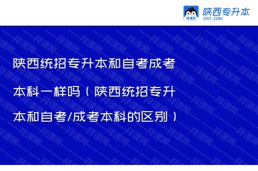 陕西统招专升本和自考成考本科一样吗（陕西统招专升本和自考/成考本科的区别）