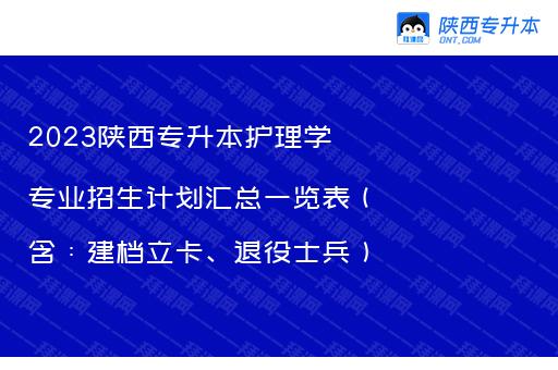 2023陕西专升本护理学专业招生计划汇总一览表（含：建档立卡、退役士兵）