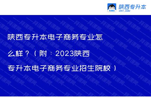 陕西专升本电子商务专业怎么样？（附：2023陕西专升本电子商务专业招生院校）