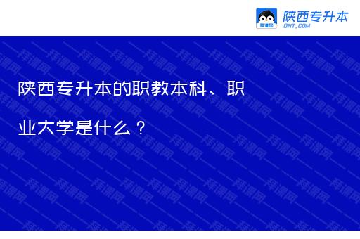 陕西专升本的职教本科、职业大学是什么？