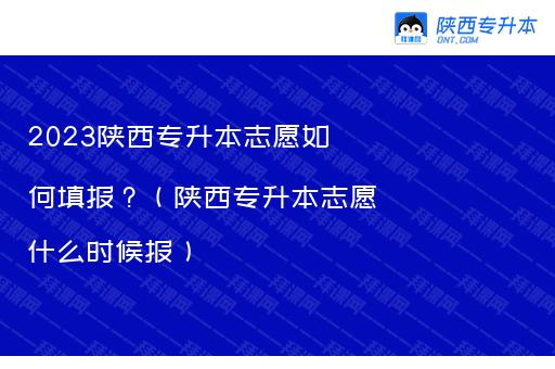 2023陕西专升本志愿如何填报？（陕西专升本志愿什么时候报）